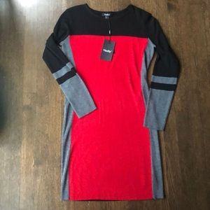 Multicolor long-sleeve sweater dress